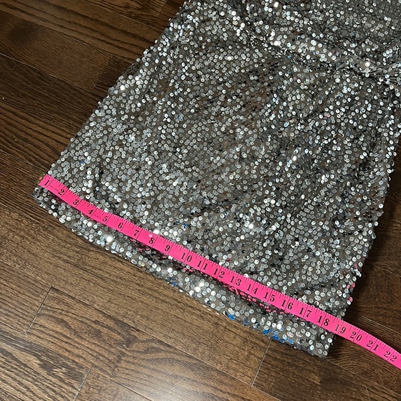 Silver Sequin Holiday Dress - Stretch Poly Blend - Picture 13 of 13